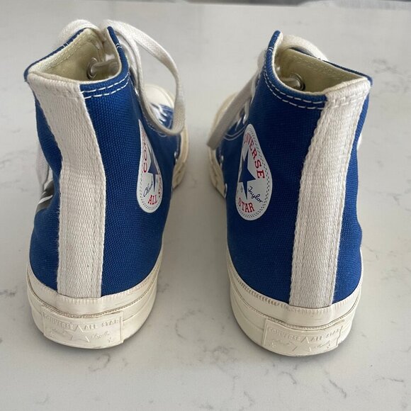 Converse All Star PLAY Comme des Garcons Hi Top Lace Up Sneakers Blue Sz 7W/5M - Picture 3 of 14